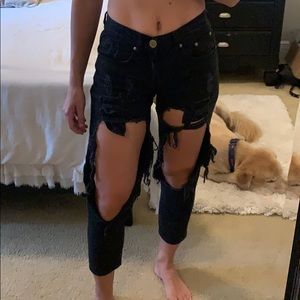 Black distressed jeans - Princess Polly